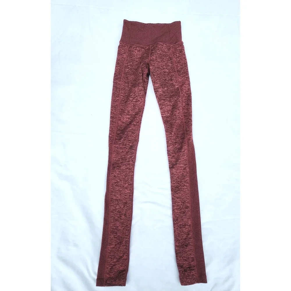 ATHLETA XXS Exhale Heel‎ Tight Burgundy Heather High Waist Leggings